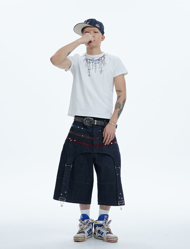 체인 프린트 라운드 넥 T-Shirt