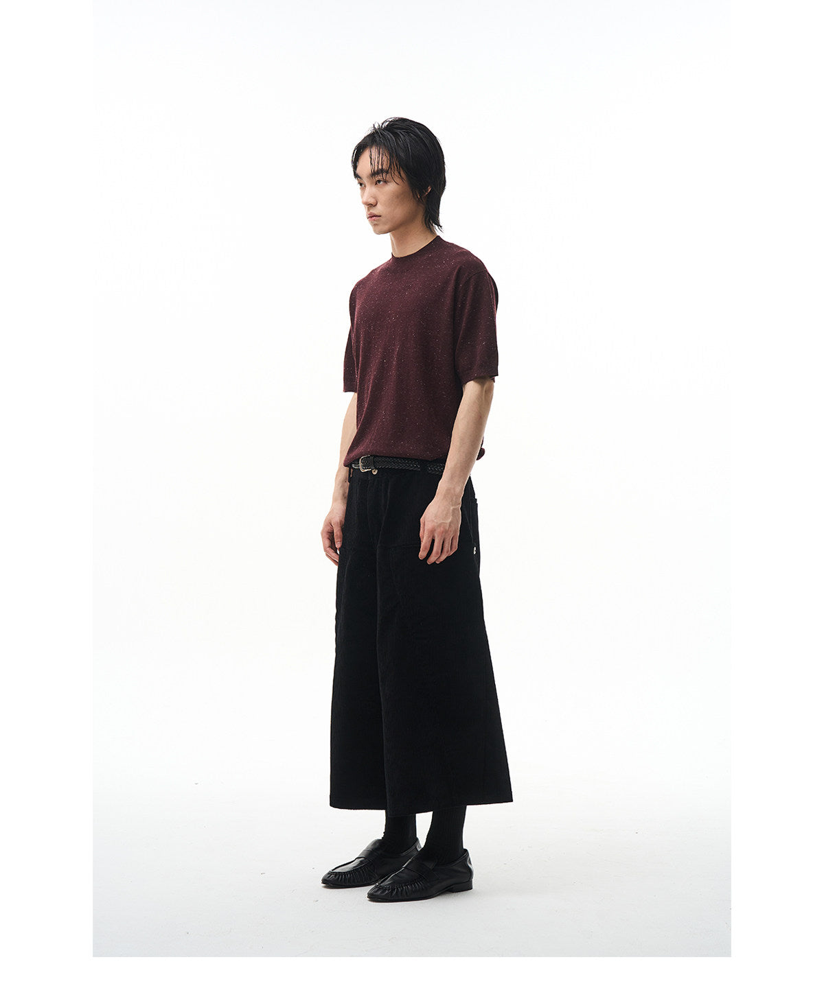 Color-Blocked Half-High-Collar Knit Shirt