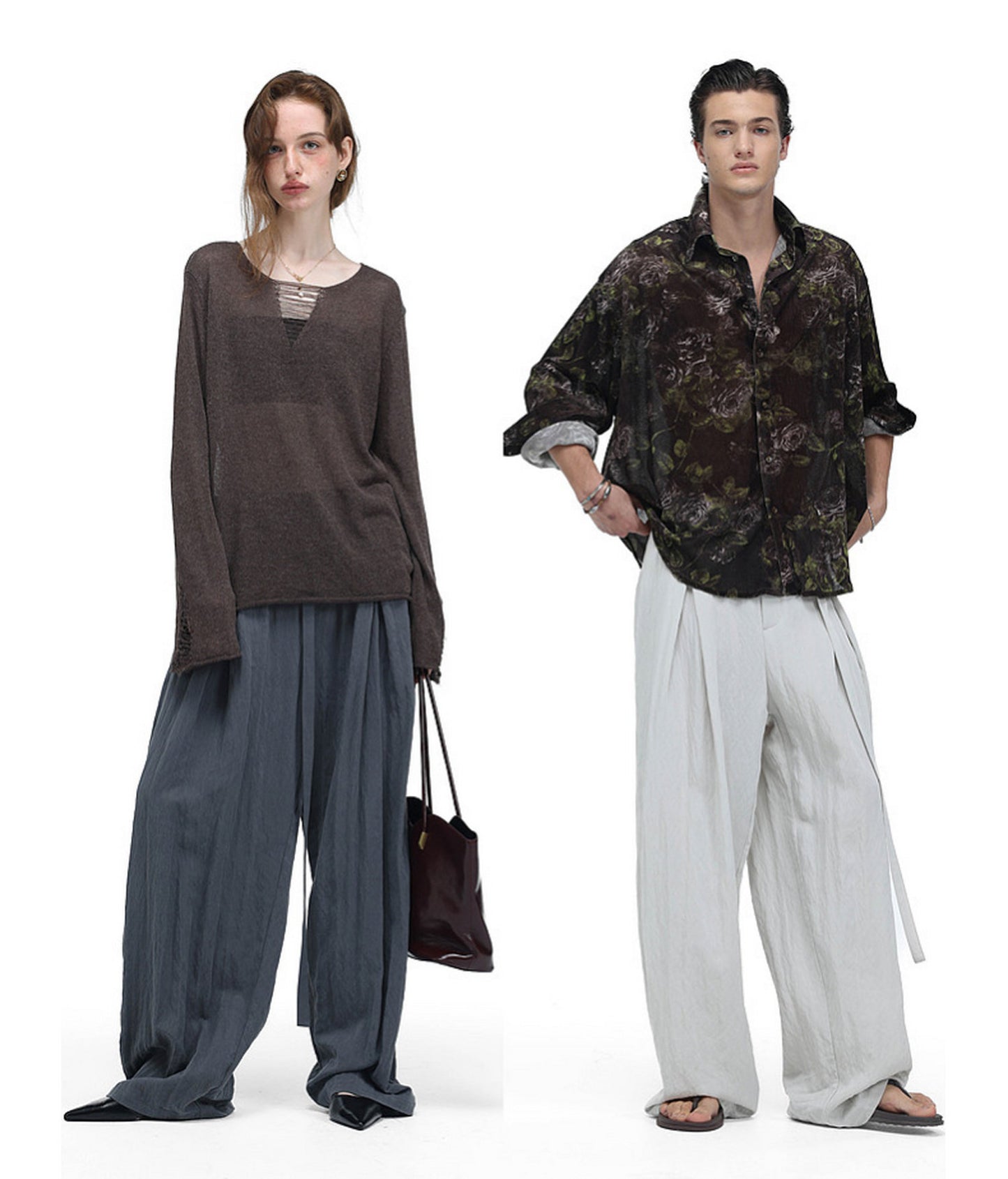 Pleated Casual Pants with a Belt