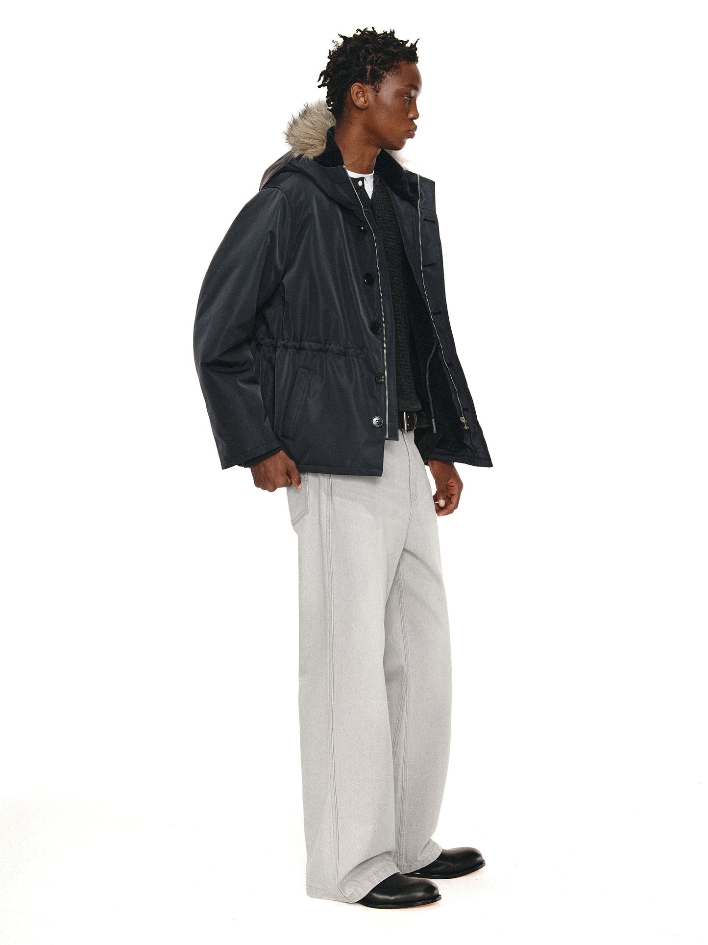 Water-repellent fur collar jacket