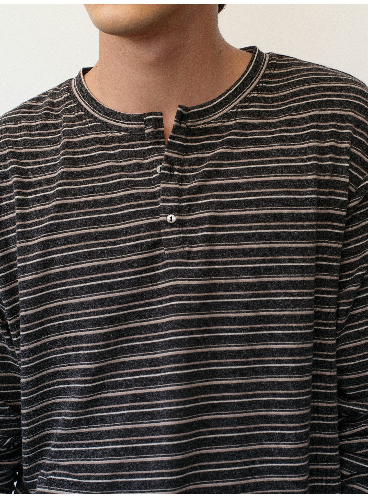 Striped Henley-Neck T-Shirt