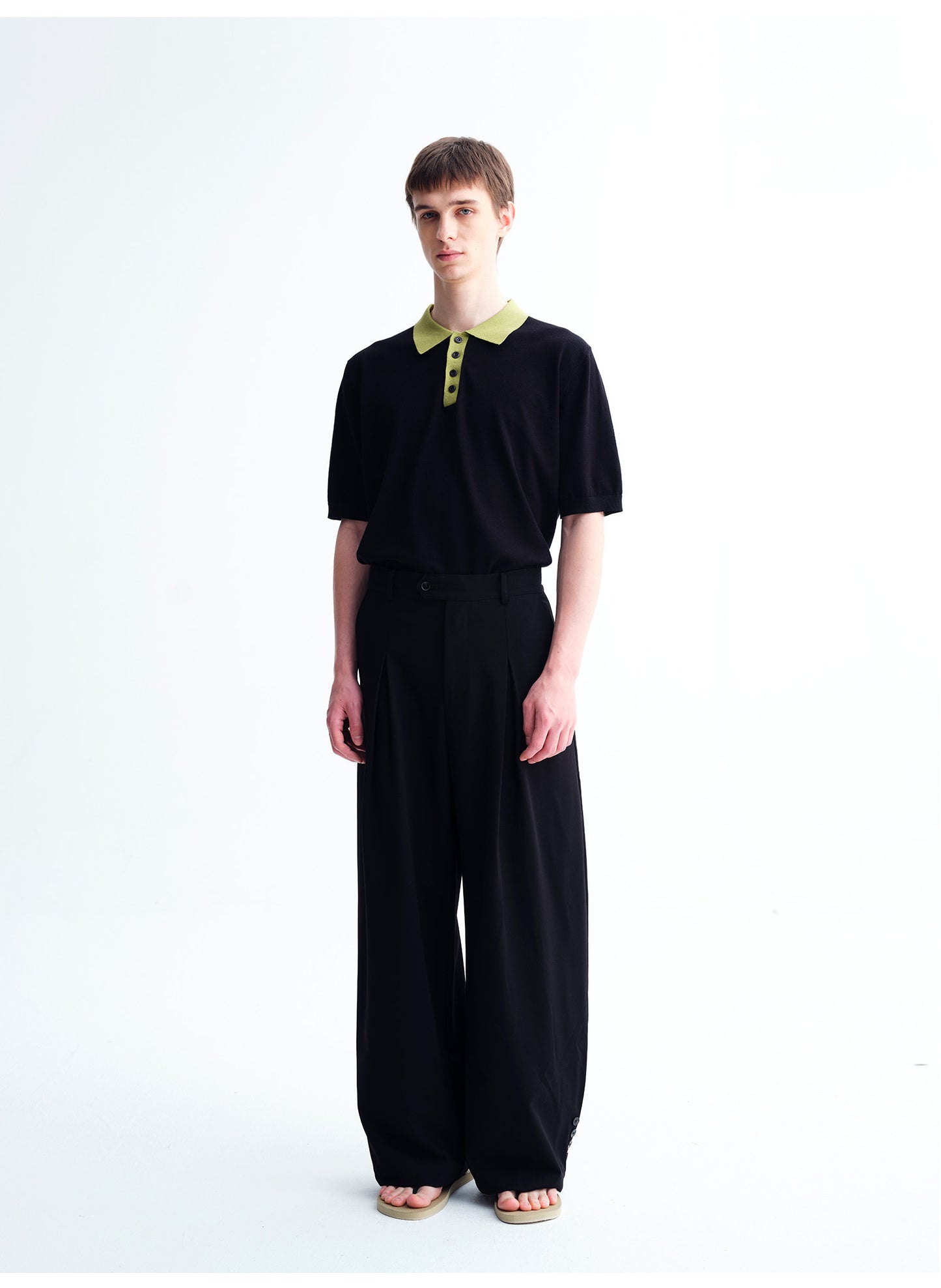 High-Waisted Wide-Leg Pants with 3D Pleats