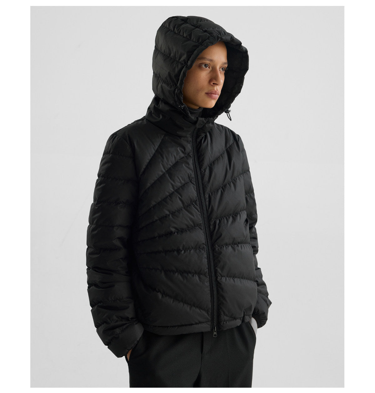 Embossed Straight-Line Quilted Down Jacket