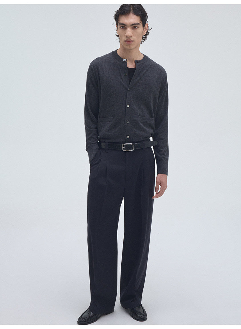 Round-Neck Knit Cardigan with Pockets