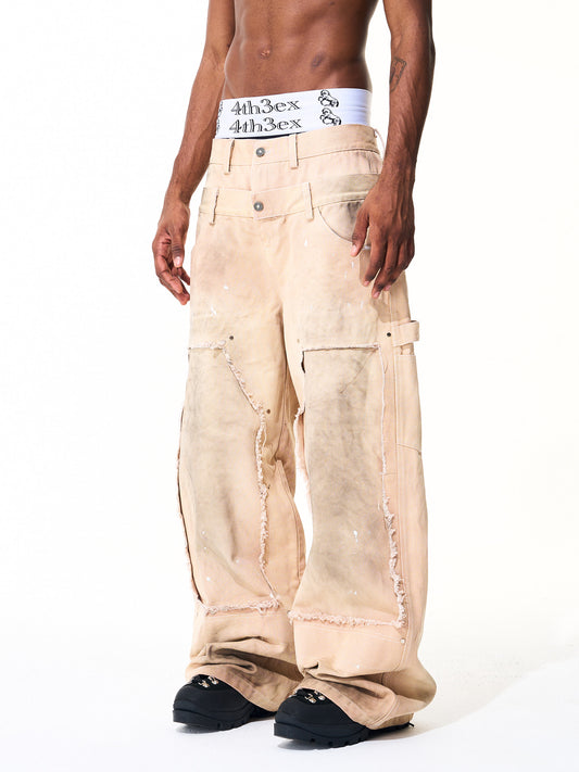 Street Style Double Waistband Jeans