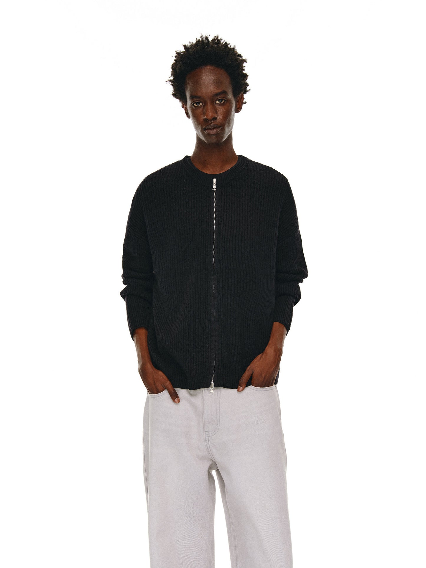 Heavyweight Rib Zipper Cardigan