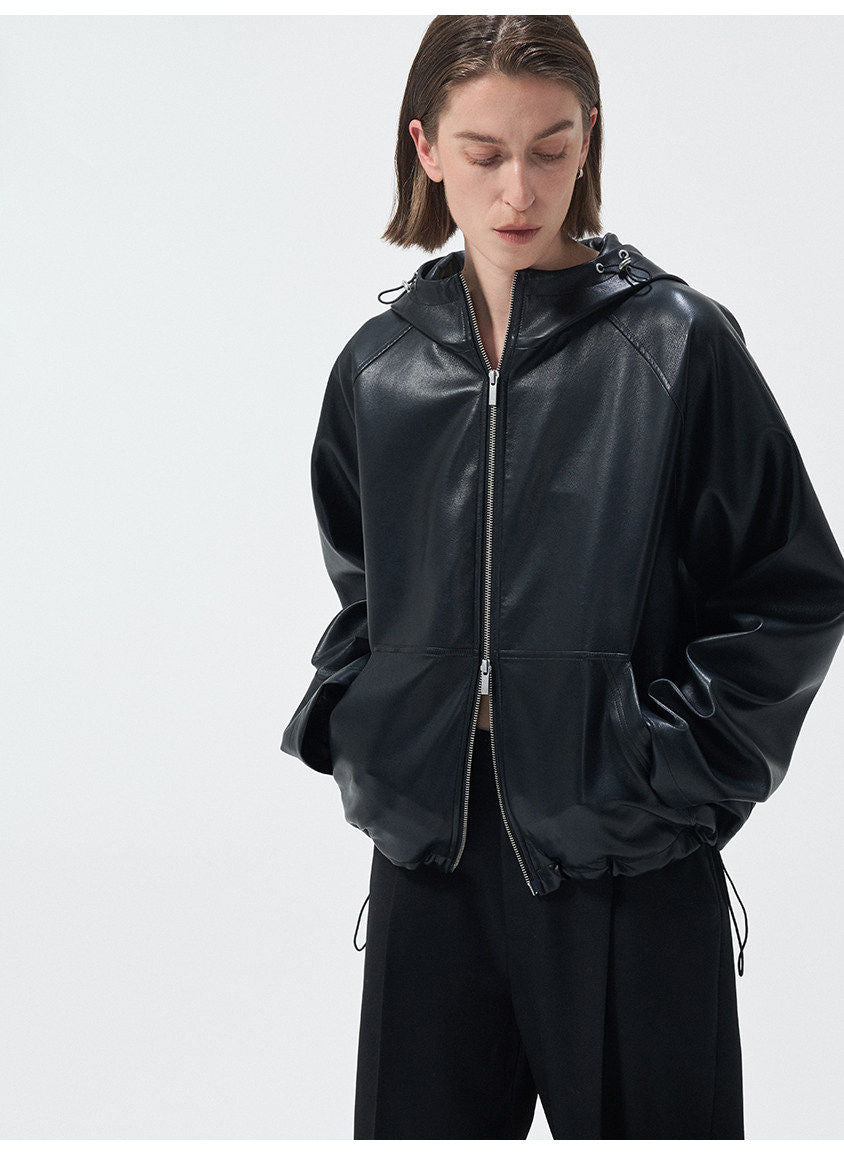Hooded Leather Jacket