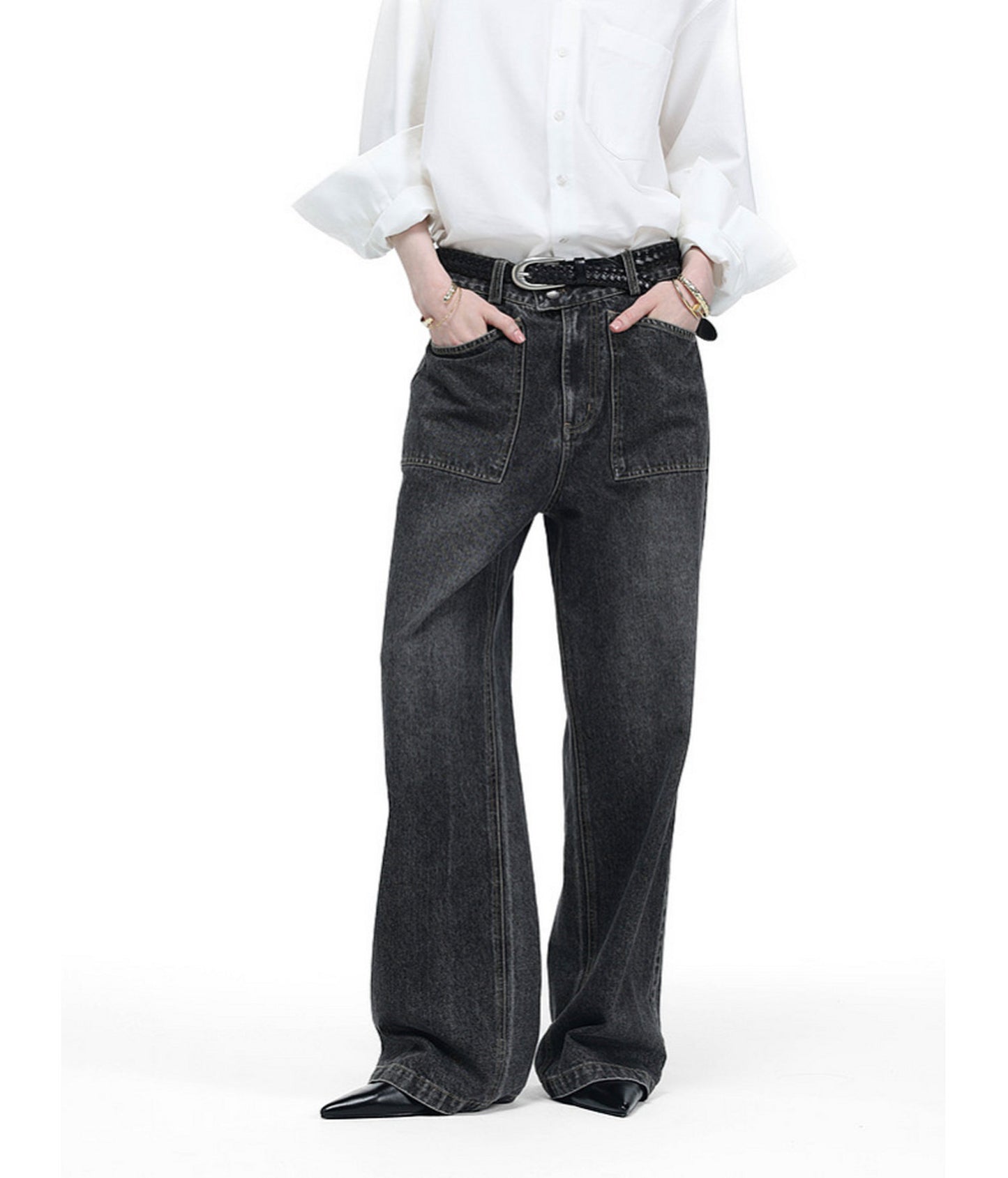 Wash-Mat Mid-Rise Straight-Leg Jeans