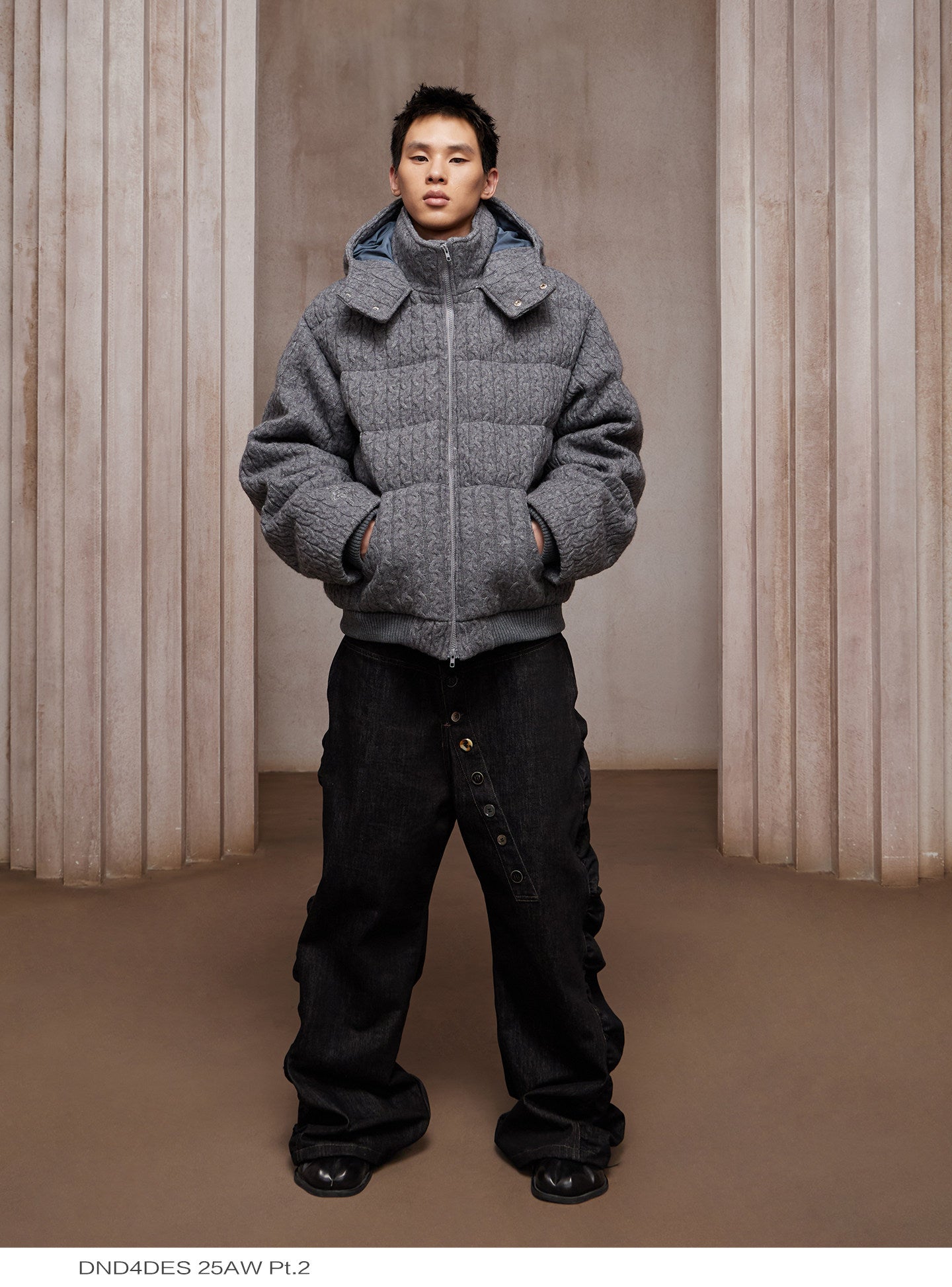 Long Button-Down Baggy Denim Pants