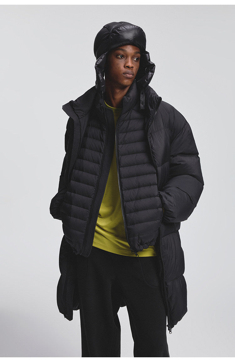 Lightweight Wrinkle-Processed Long Down Coat