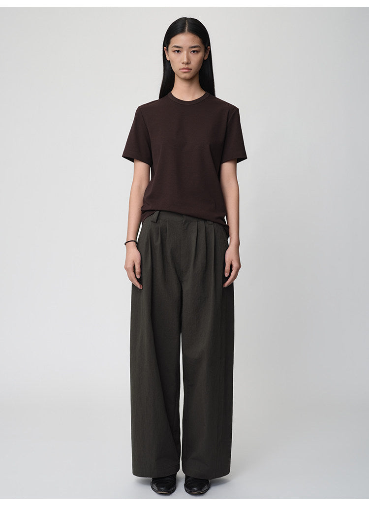 3D Cut A-Line Wide-Leg Pants