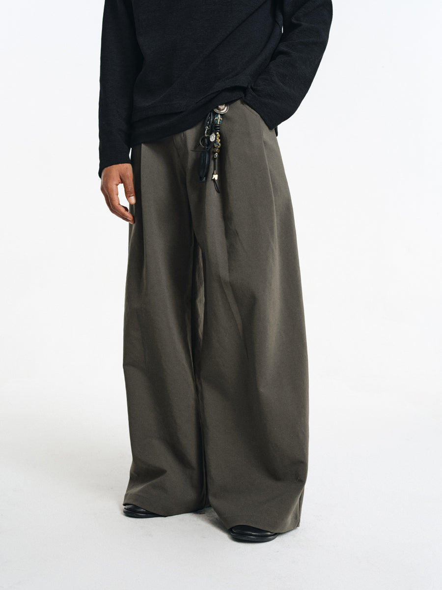 Wrinkle-resistant double-pleated casual pants