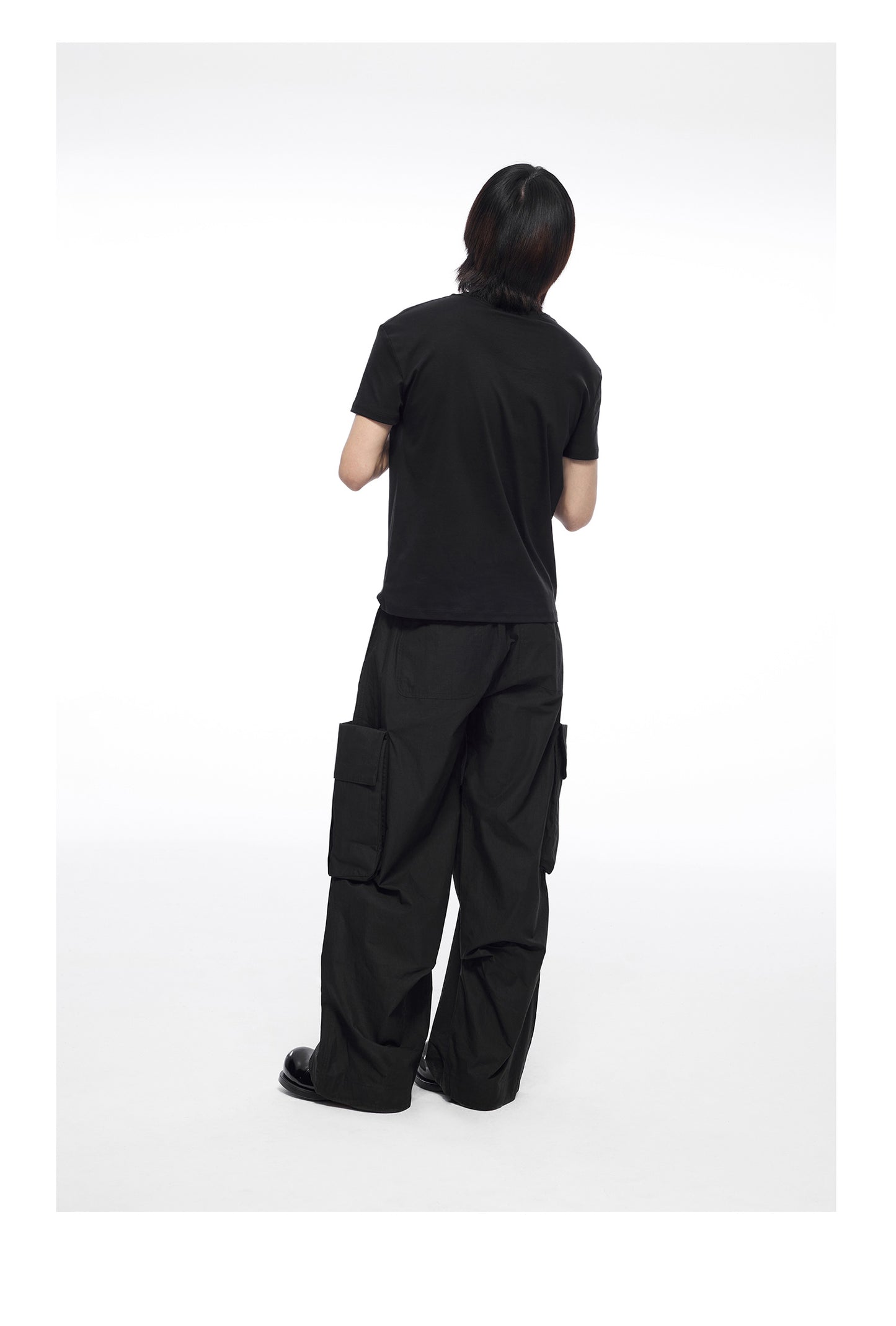 Waist elastic workwear wide pants