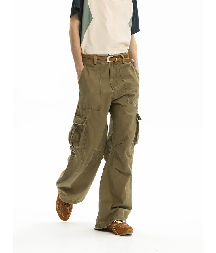 Multi-pocket wide-leg pants