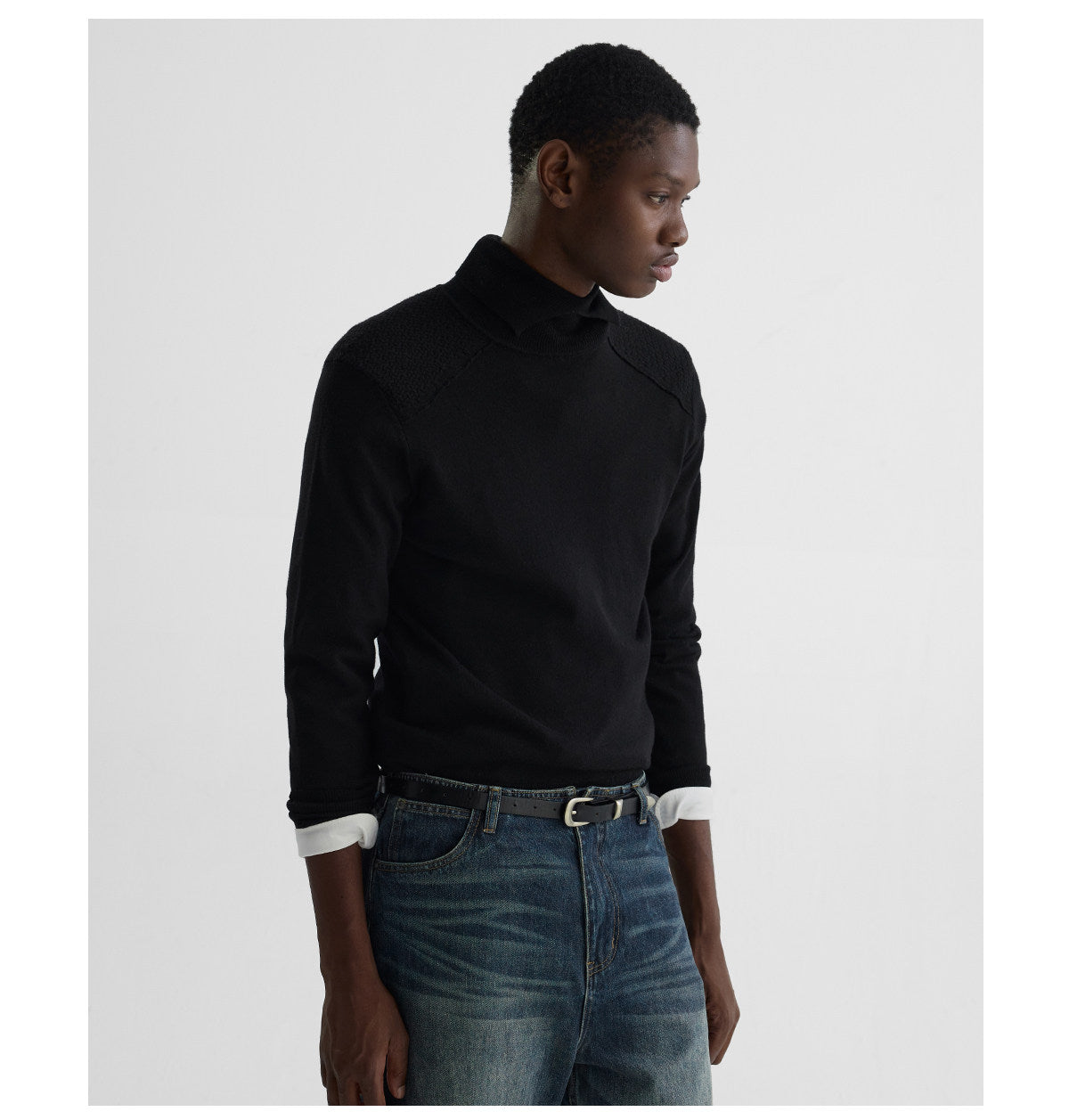 W-Neck Fit Mid-Rise Turtleneck Sweater