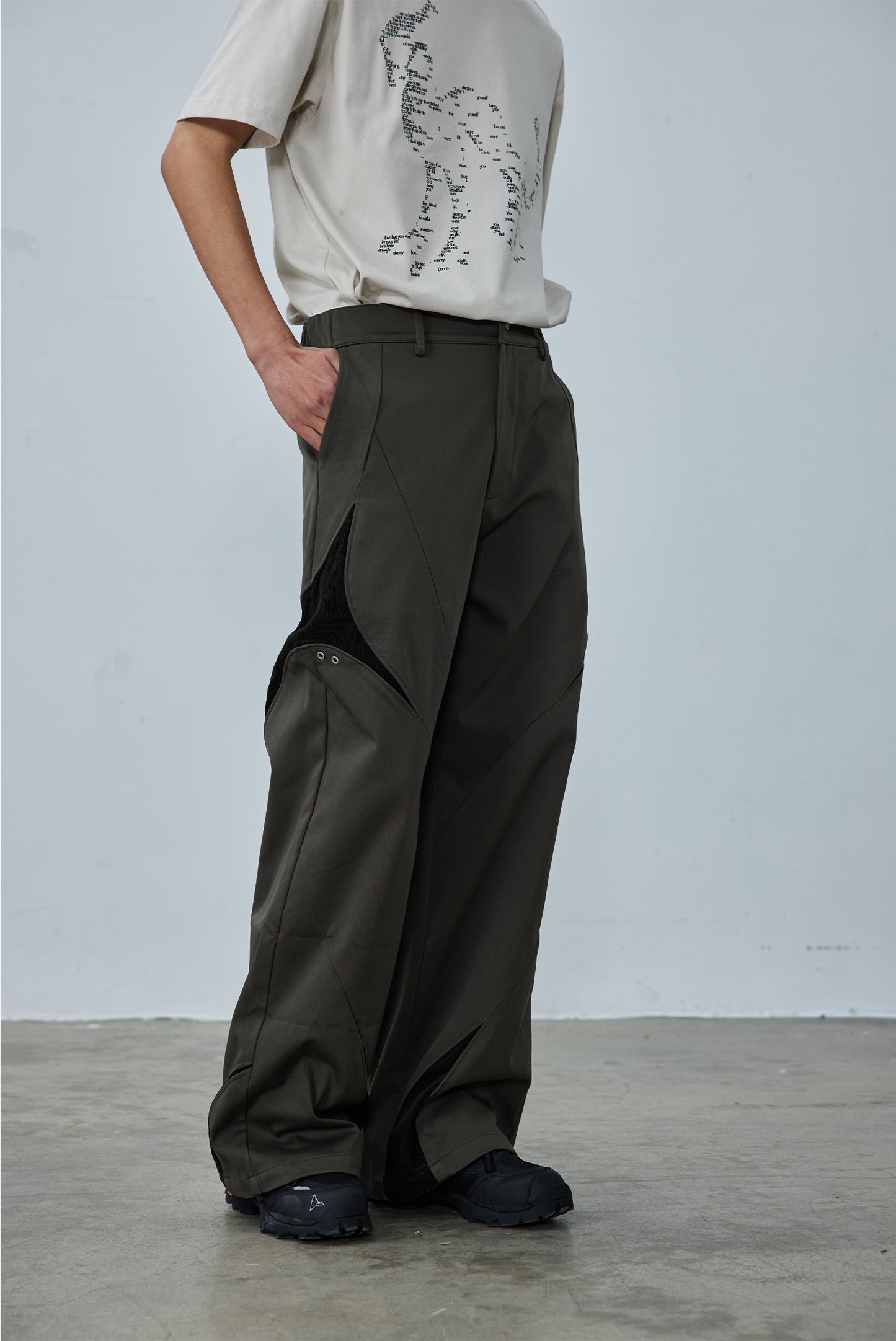 Patchwork structure straight casual pants