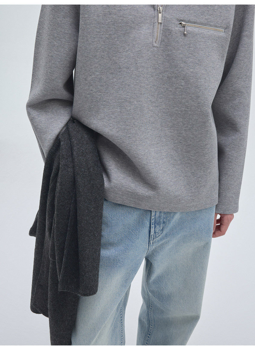 Half-Zip Pullover Sweatshirt with Pockets