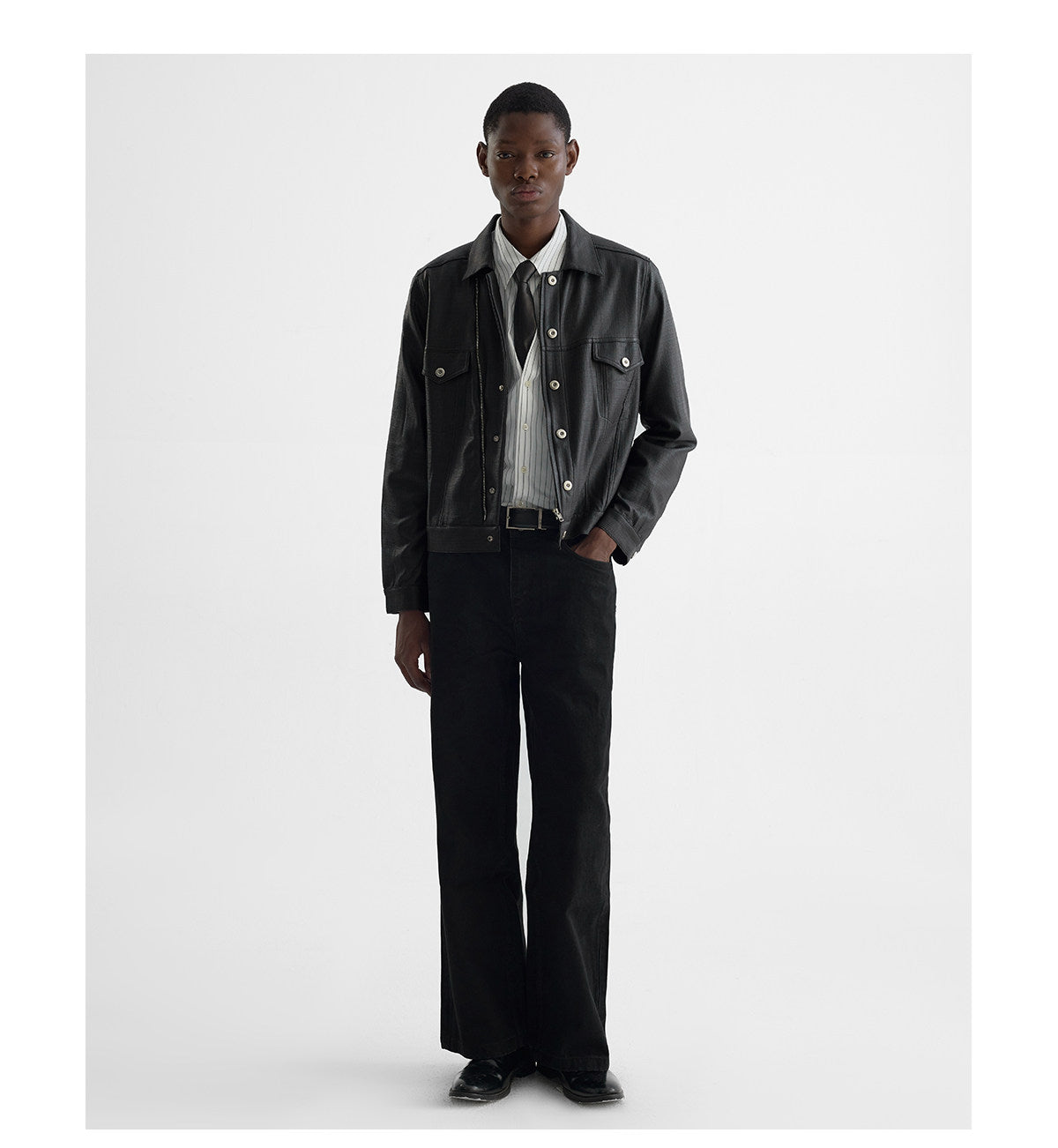 Coated Short Biker Jacket