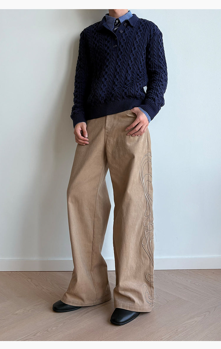 Canvas Straight Casual Pants