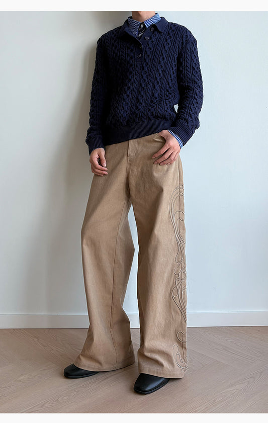 Canvas Straight Casual Pants