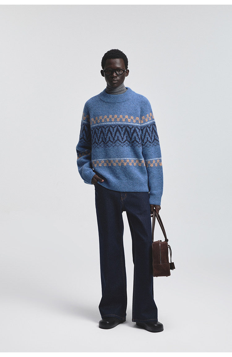 Wide Crew Neck Raglan Sleeve Knit