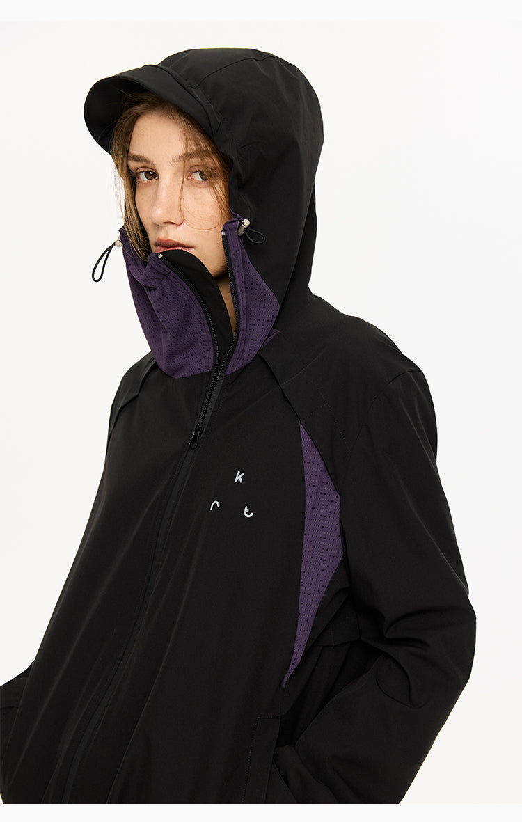 Diagonal Zipper Hooded Jacket