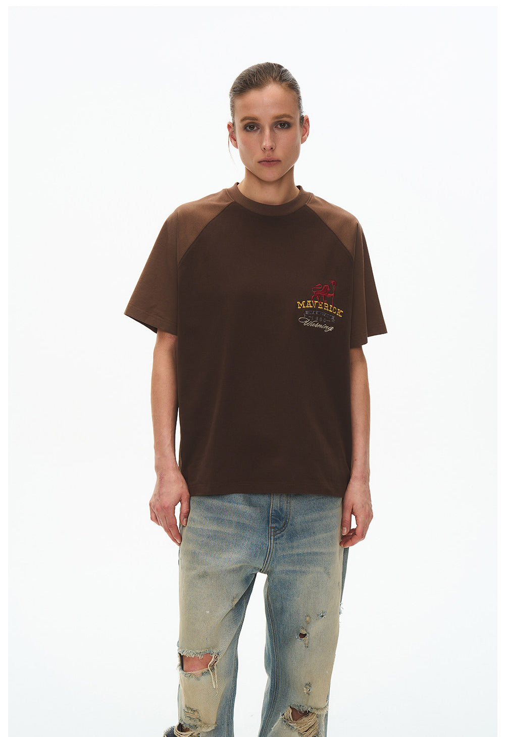 Round-neck raglan T-shirt