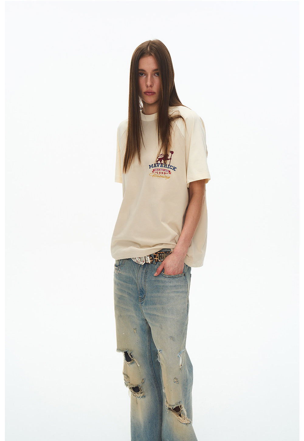 Round-neck raglan T-shirt