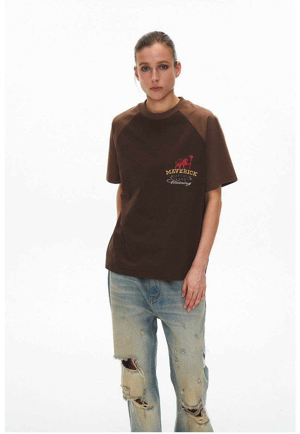Round-neck raglan T-shirt