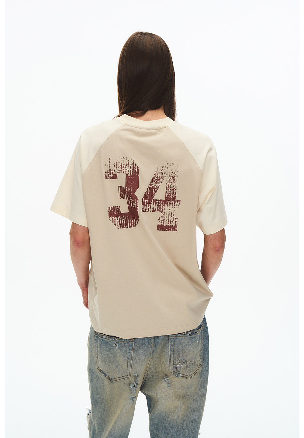 Round-neck raglan T-shirt