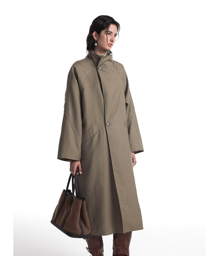 Stand-up collar long coat