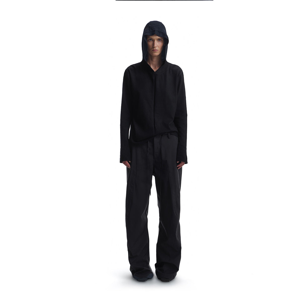 Knit Hoodie with Micro-Flared Cuffs and a Hood