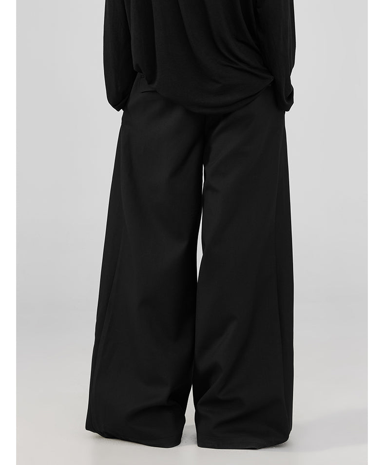 Three-dimensional pleated wide pants