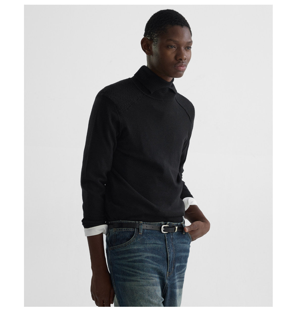 W-Neck Fit Mid-Rise Turtleneck Sweater