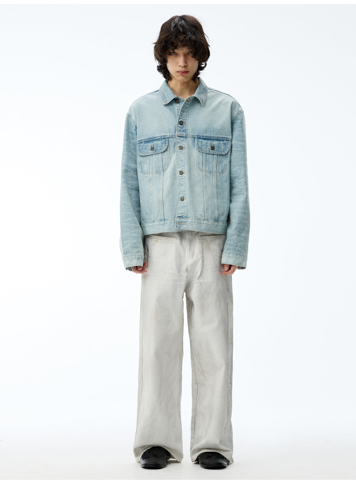 Heavy-weight washed denim pants