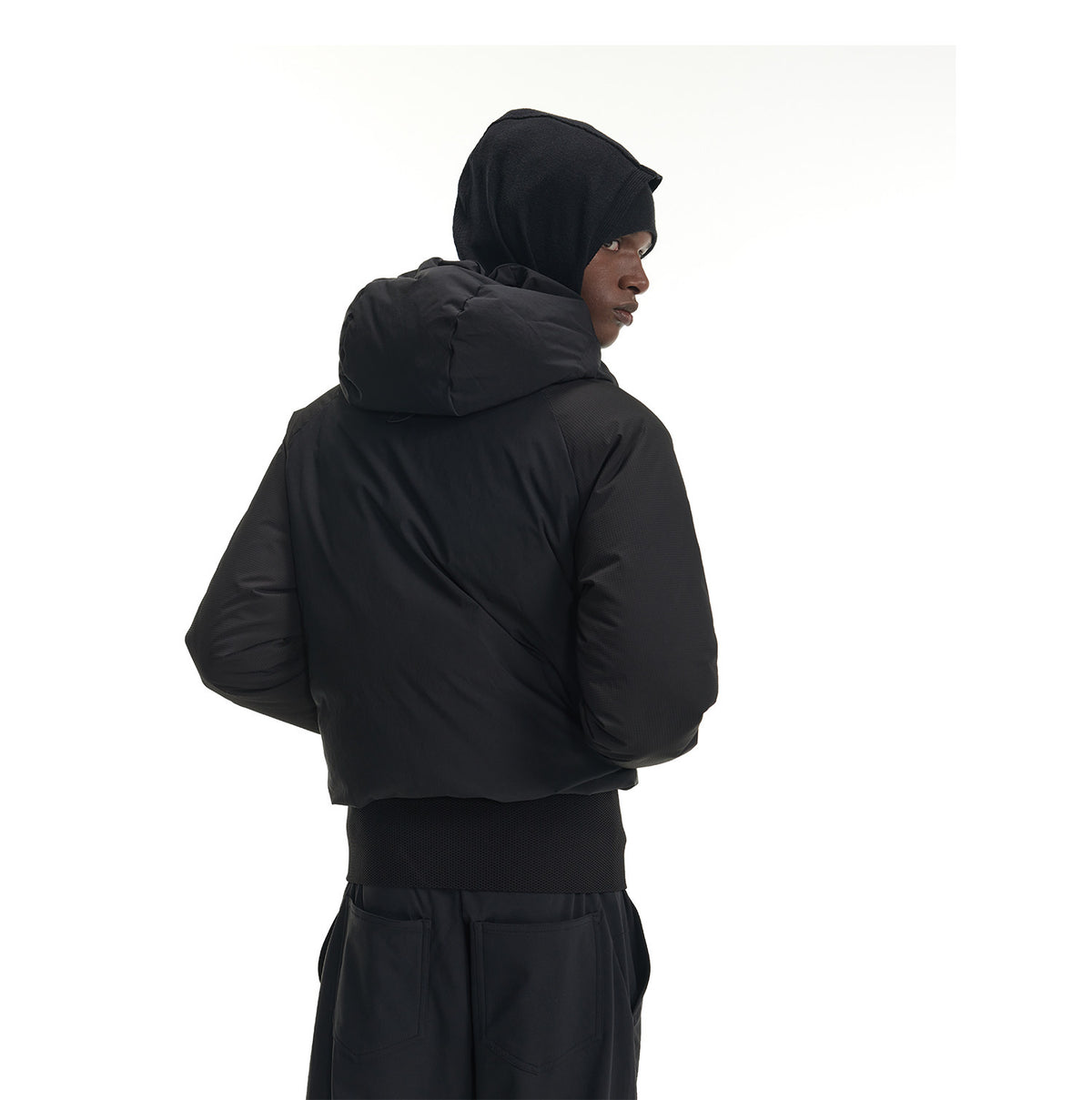 High-Waisted Hooded Water-Repellent Down Jacket