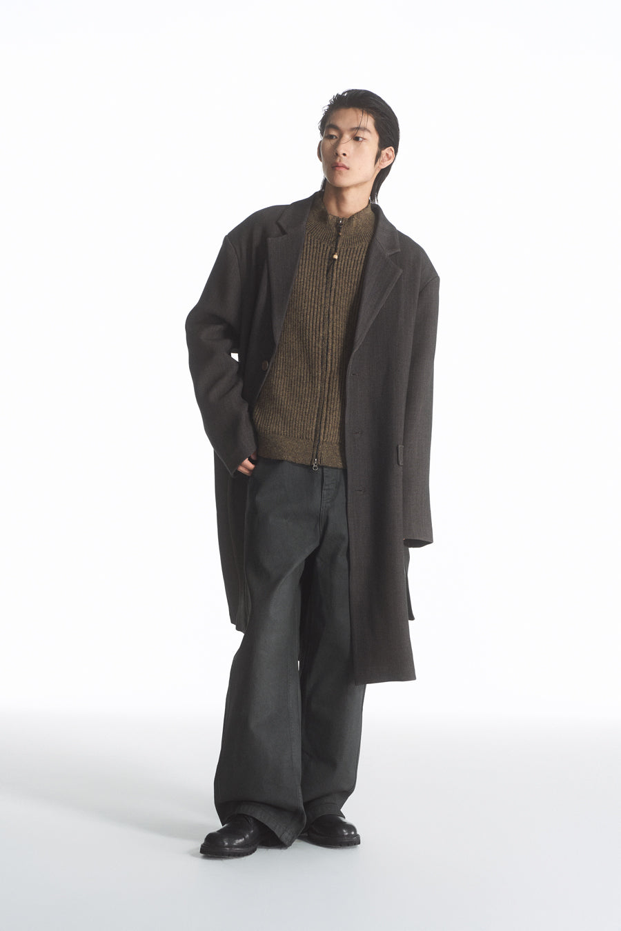 PU coated straight jeans