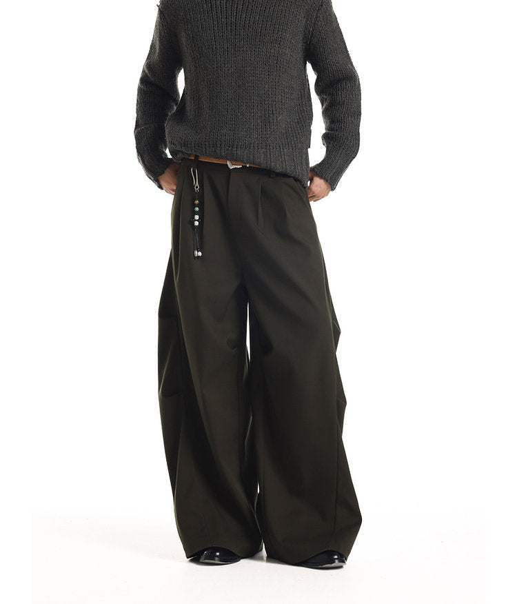 Wide-Leg 3D Pleated Casual Pants – ULTIMUS