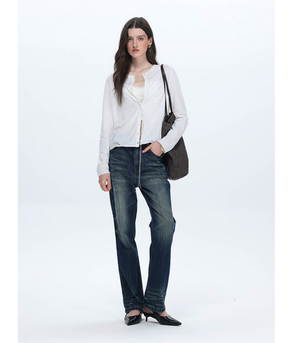 Vintage-Style Shrimp Line Jeans