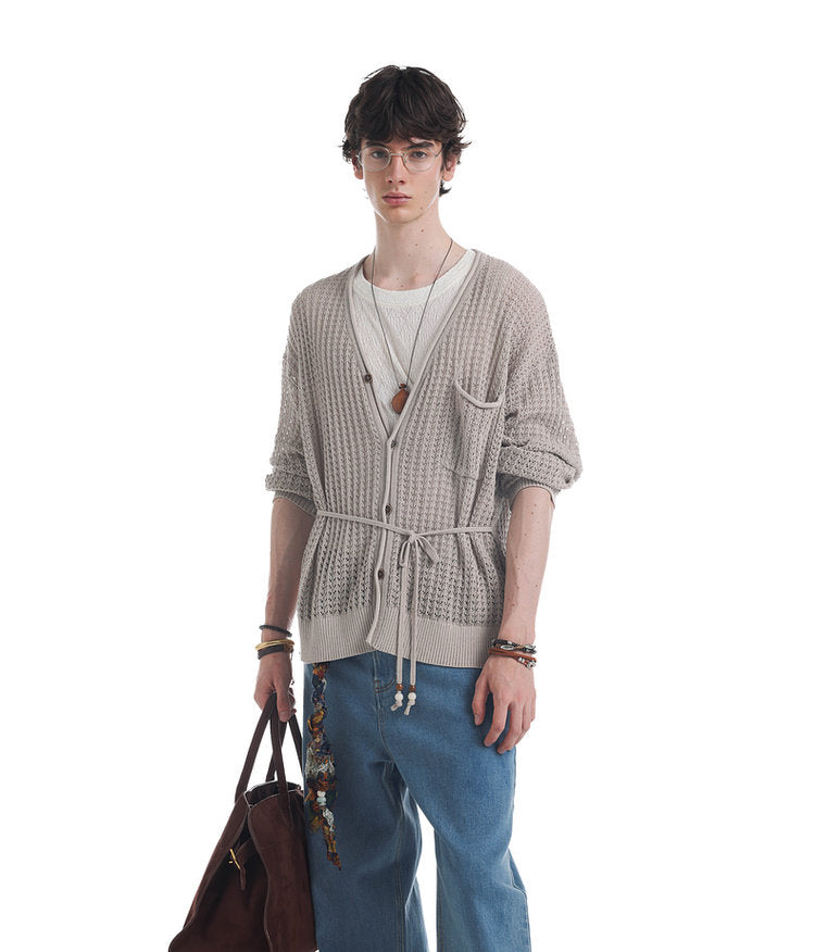 Beaded Knit V-Neck Cardigan