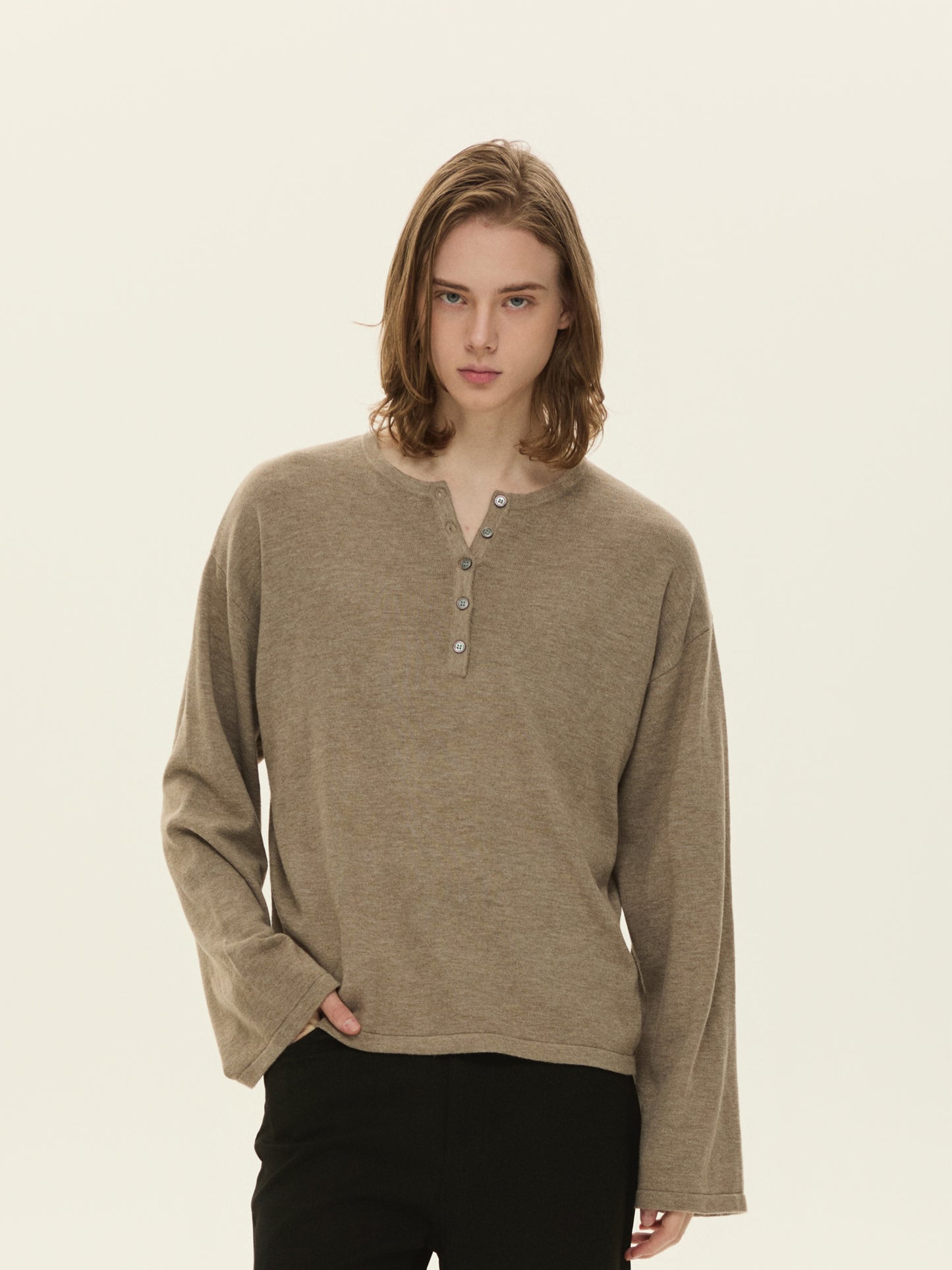 Basic Henley Collar Knit