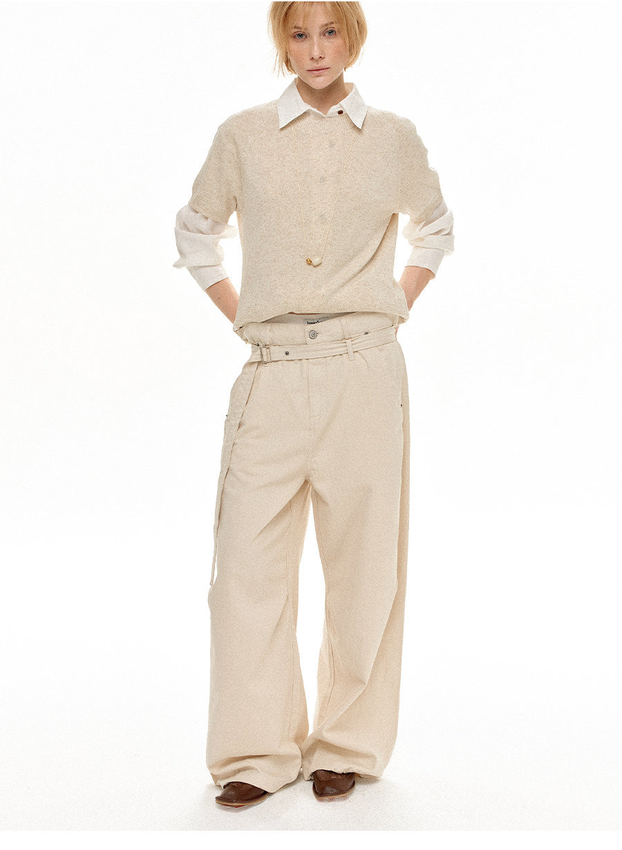Straight-leg wide-leg pants