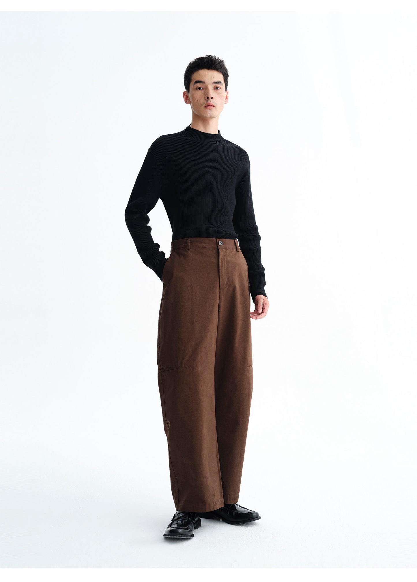 Pleated Patchwork Wide-Leg Pants