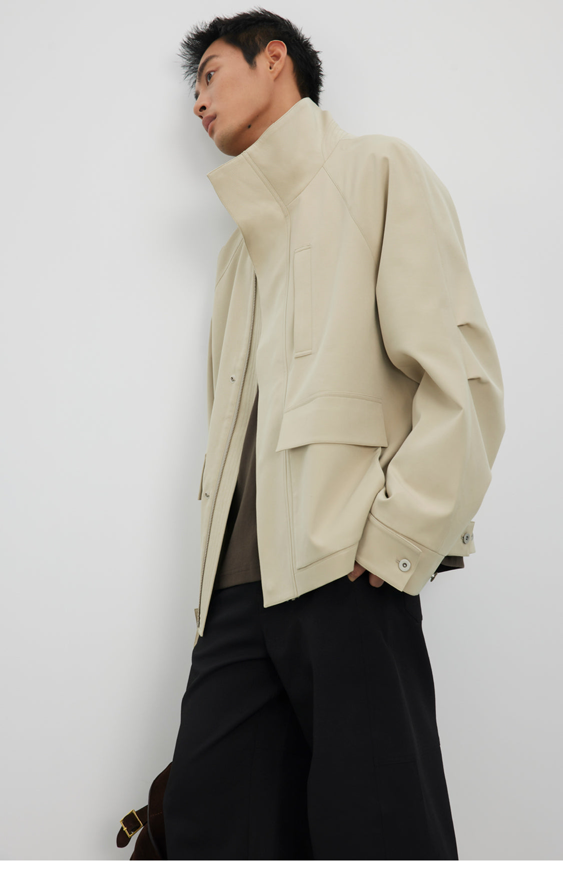 Stand collar short jacket