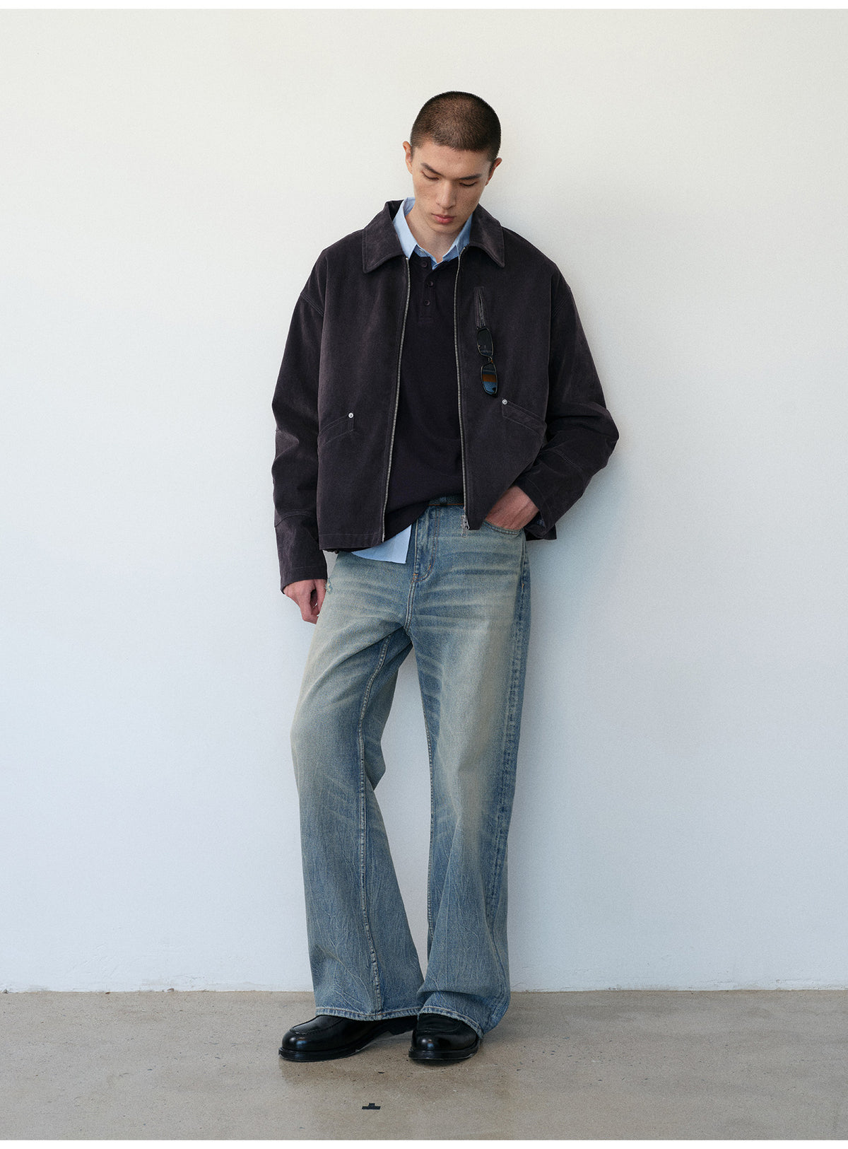 Dyed Crack Straight-Leg Jeans