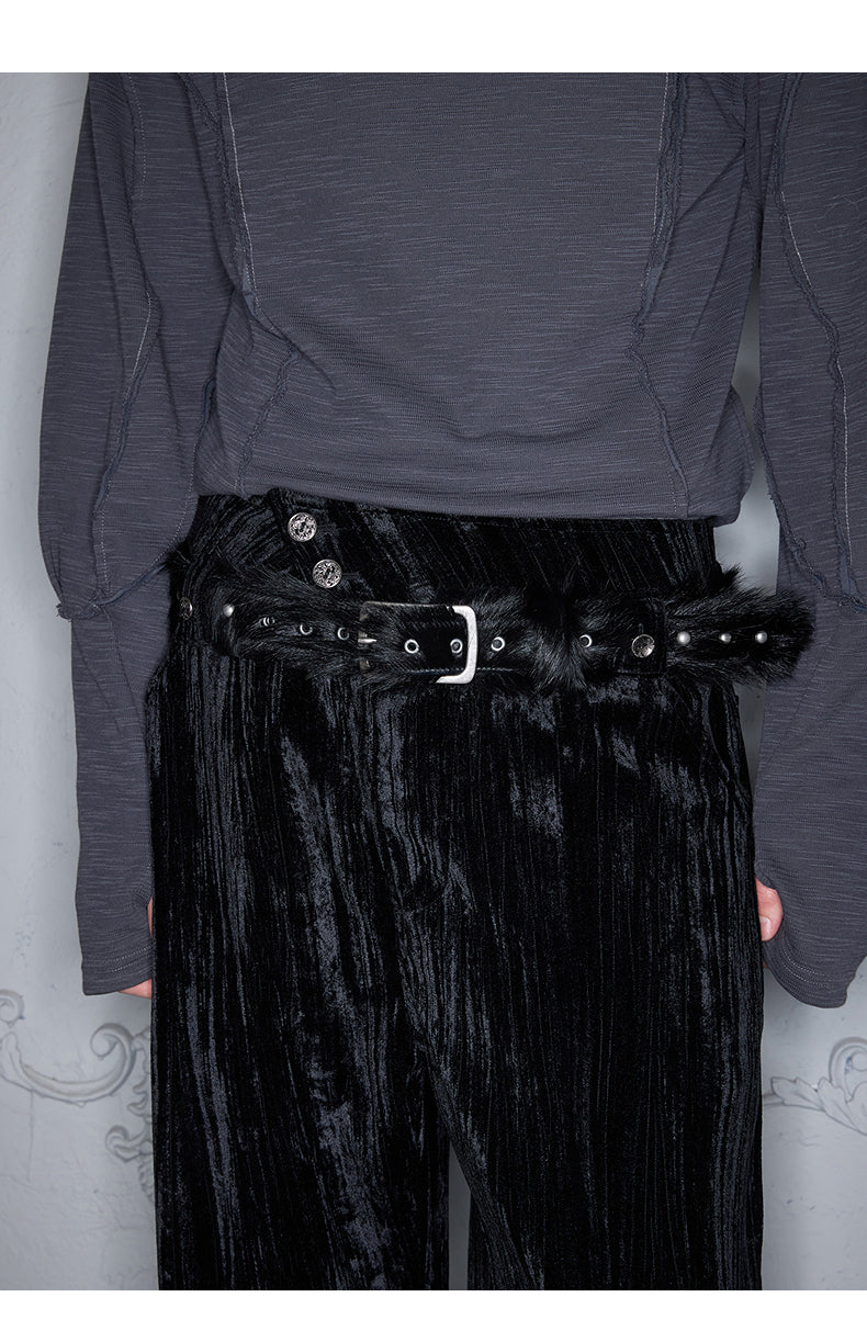 Pleated Velvet Casual Pants