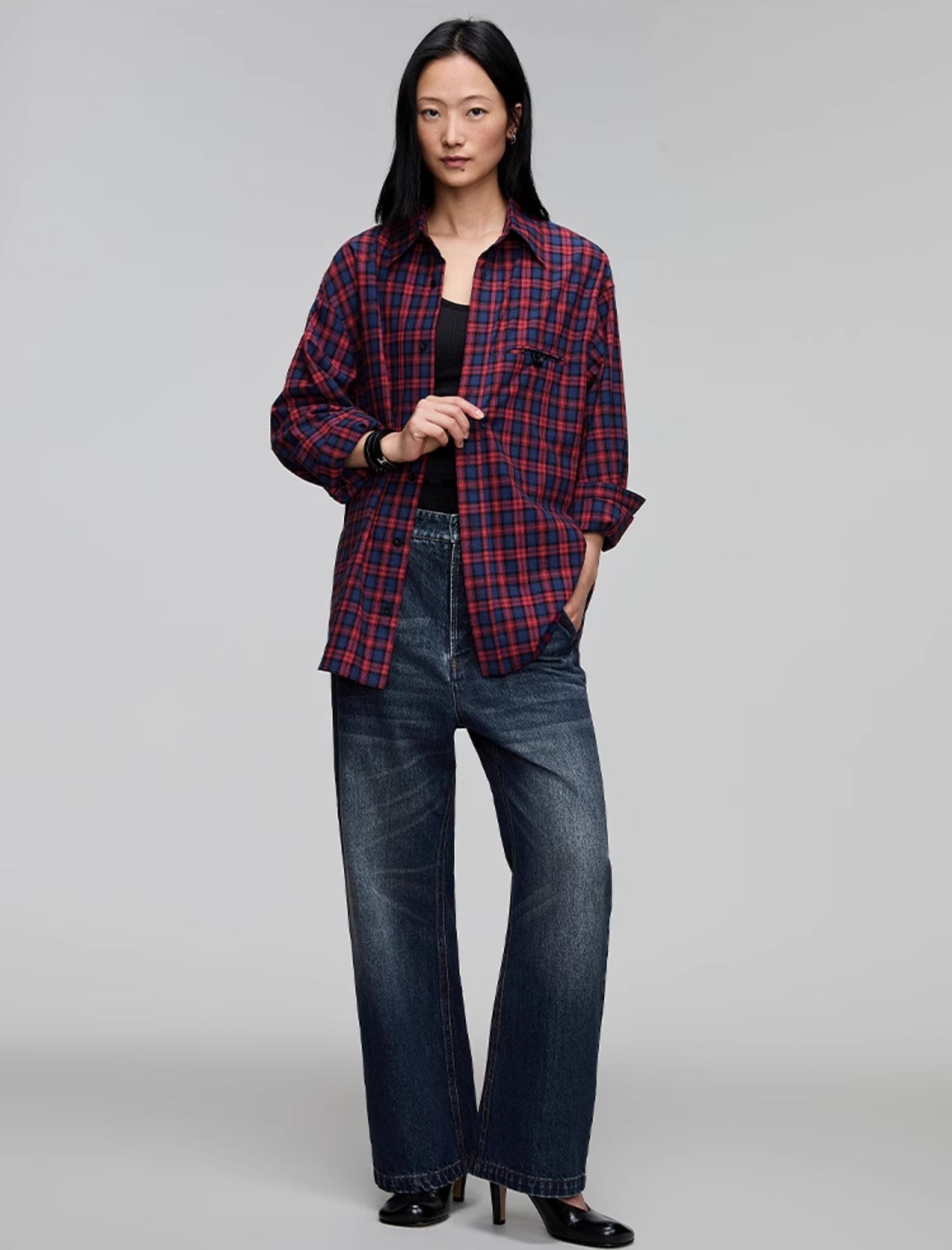 Washed Straight Denim Pants