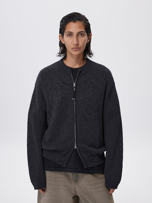 Beaded Zipper Cardigan