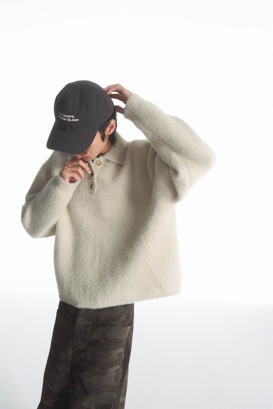 Imitation mink polo neck sweater