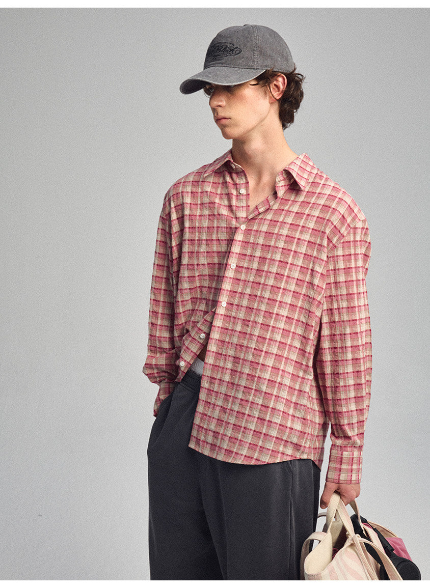 Square-Collar Silhouette Casual Shirt